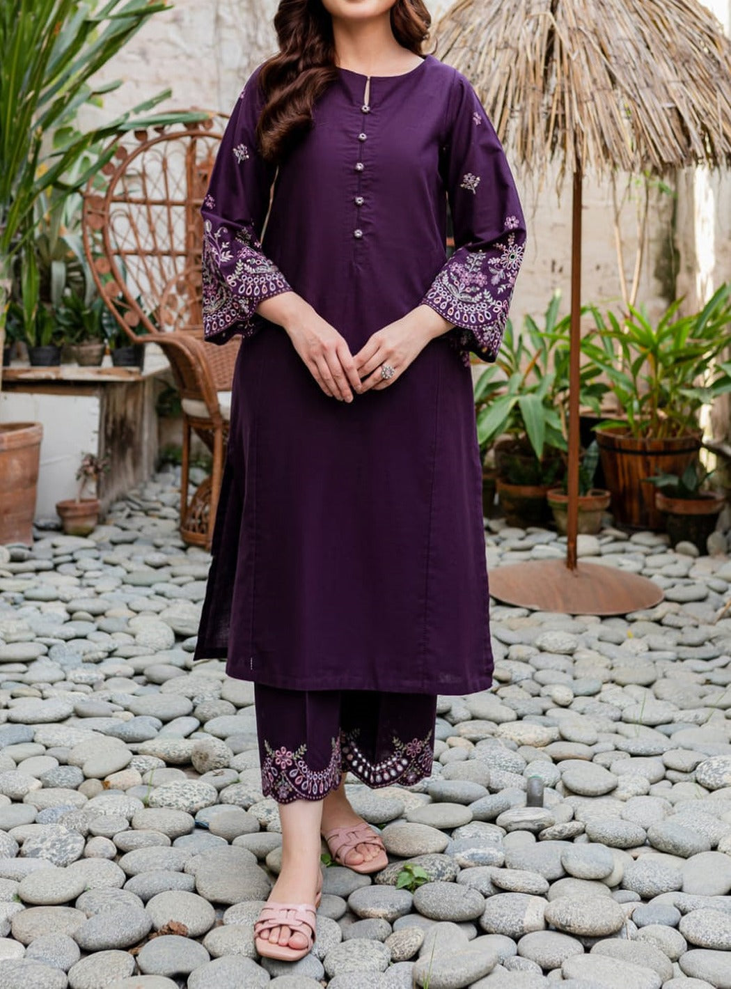 Grace W444-Embroidered 2pc marina dress – RAAYA Pret Grace W444-Embroidered 2pc marina dress – RAAYA Pret