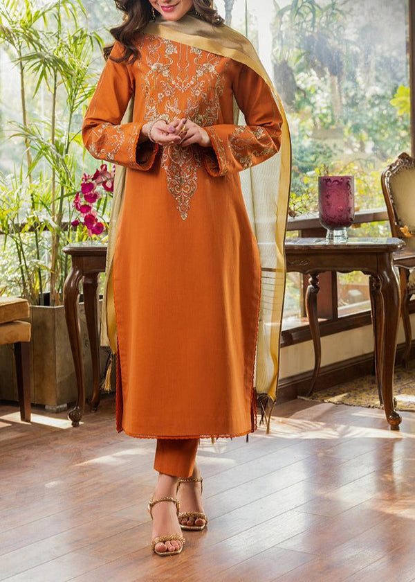 Grace Z-(W479)- Stitched Embroidered 3pc Marina Dress with Dyed shawl.