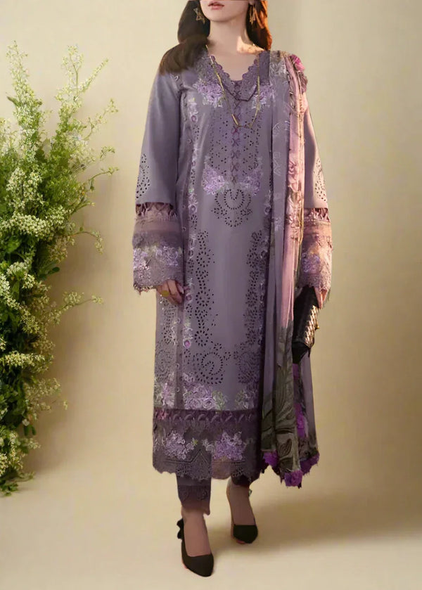 Grace Z-(s1266) - Stitched Embroidered 3pc CHIKANKARI Lawn Dress With Printed Munar Dupatta.