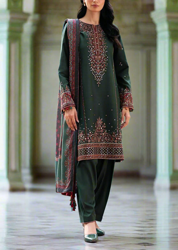 Grace S1153-Embroidered 3pc Lawn Dress With Printed Munar Dupatta.