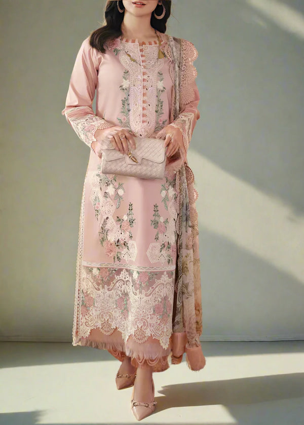 Grace S1268-Embroidered 3pc CHIKANKARI Lawn Dress With Printed Munar Dupatta.