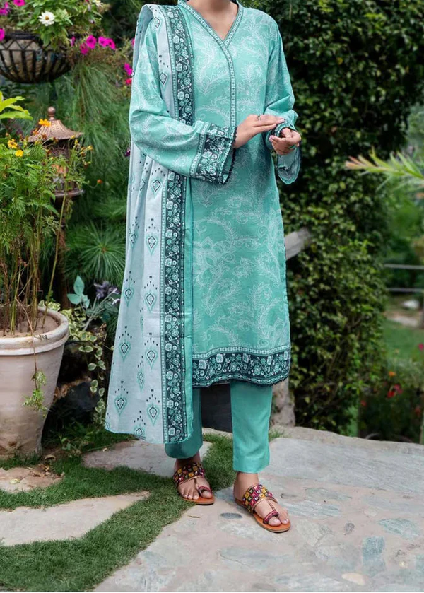 Grace W869 - Digital Printed 3pc Karandi Dress With Digital Printed Karandi Shawl.