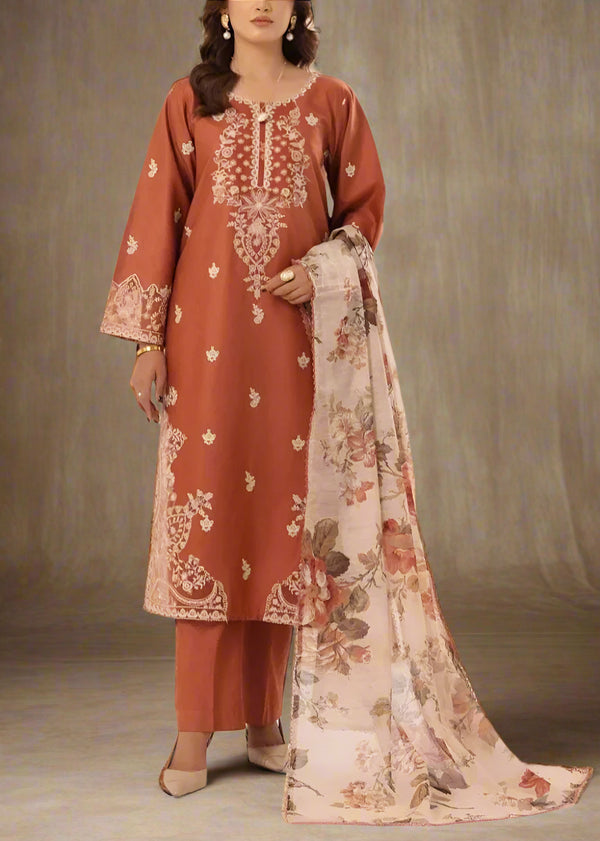 Grace S842-Embroidered 3PC Lawn Dress with Printed Munar Dupatta.