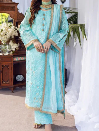 Ainaa – Embroidered Silk Net Unstitched 3Pc Suit