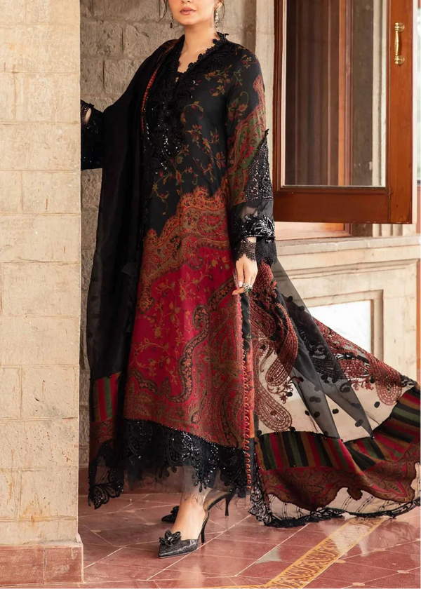 Grace Z-(S1005)- Stitched Embroidered 3pc Lawn Dress with Digital Printed Chiffon Dupatta.