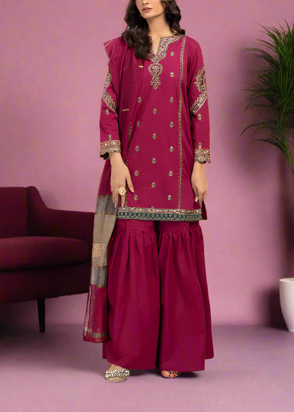 Grace S841-Embroidered 3PC Dress Lawn with Printed Munar Dupatta.
