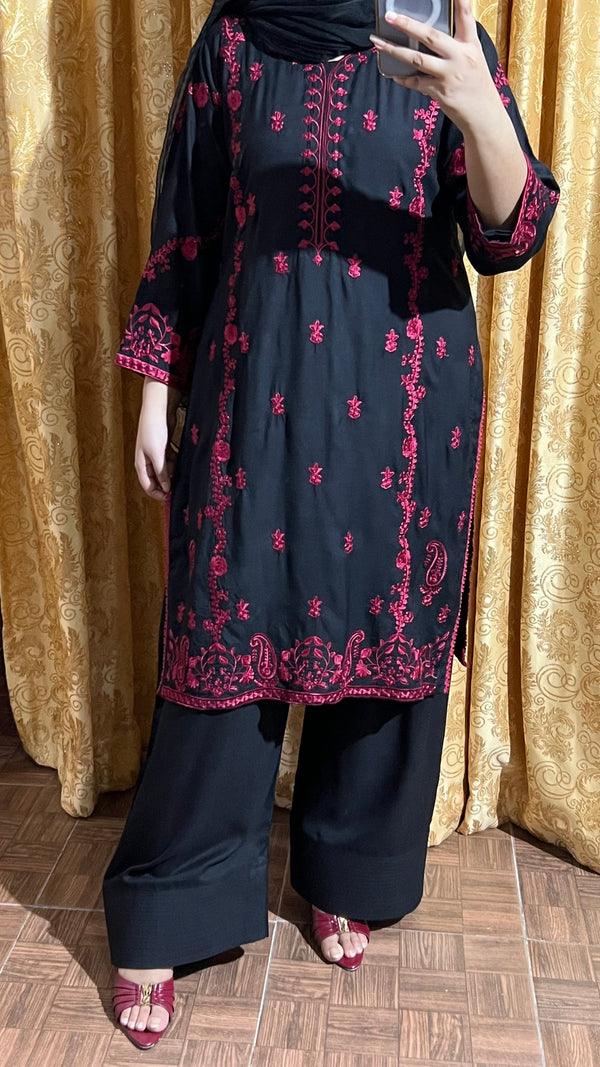 Grace W634-Embroidered 2Pc Linen Dress.