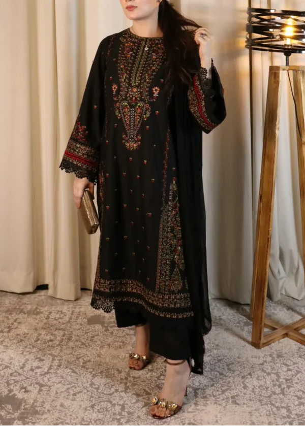 Grace S1228-Embroidered 3pc Lawn Dress With Embroidered Chiffon Dupatta.