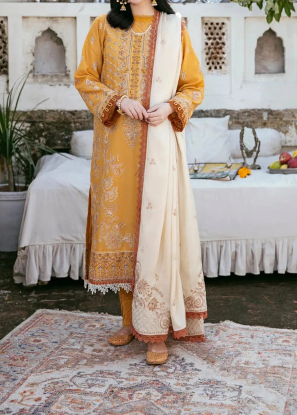 Grace W761 - Embroidered 3pc Marina Dress With Embroidered Marina Shawl.