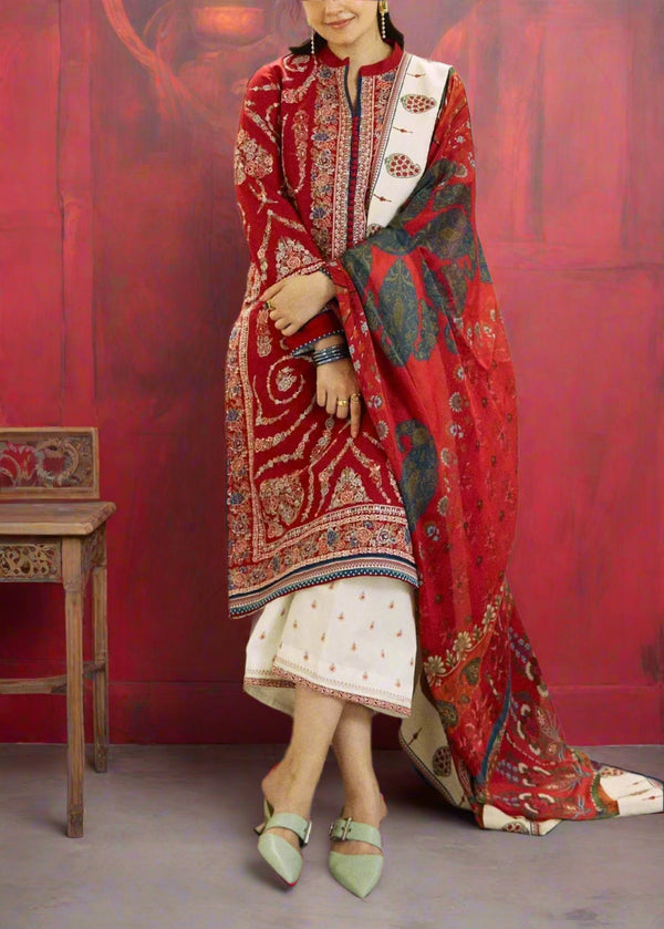 Grace S1132-Embroidered 3pc Lawn Dress With Printed Munar Dupatta.