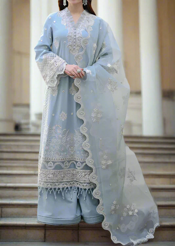 Grace S1150-Embroidered 3pc Lawn Dress With Embroidered Organza Dupatta.