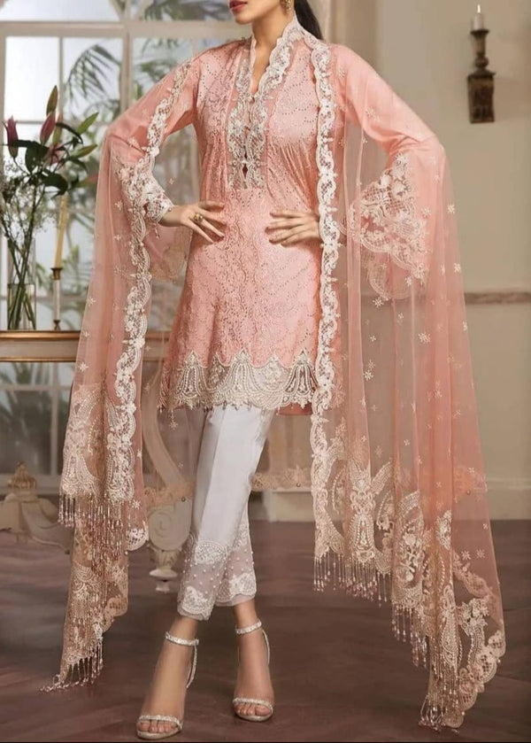 Grace S1246-Embroidered 3pc CHIKANKARI Lawn Dress With Embroidered Organza Dupatta.