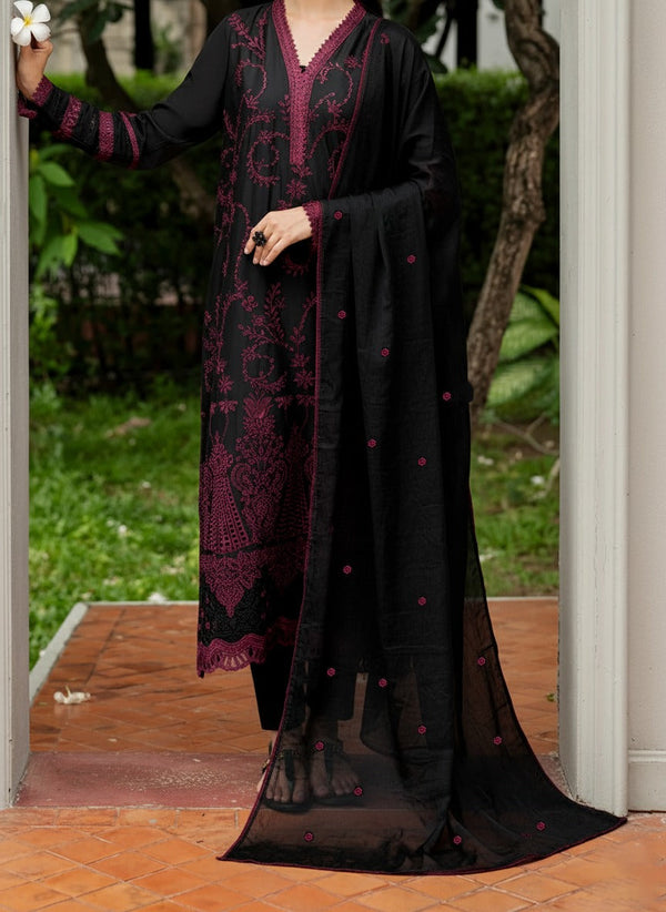 Grace W850-Embroidered 3pc Chikankari Marina Dress With Embroidered Chiffon Dupatta.