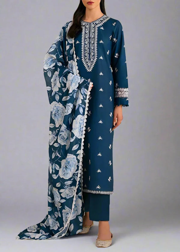 Grace Z-(S1000)- Stitched Embroidered 3pc Lawn dress with Printed Munar Dupatta.