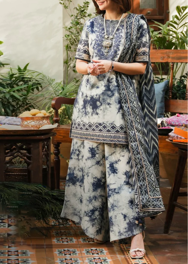 Grace S1218-Embroidered 3pc Lawn Dress with Digital Printed Chiffon Dupatta.