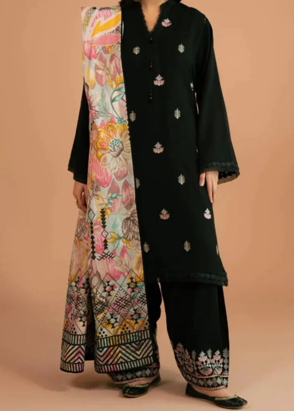 Grace W746-Embroidered 3pc Marina Dress With Printed Shawl.