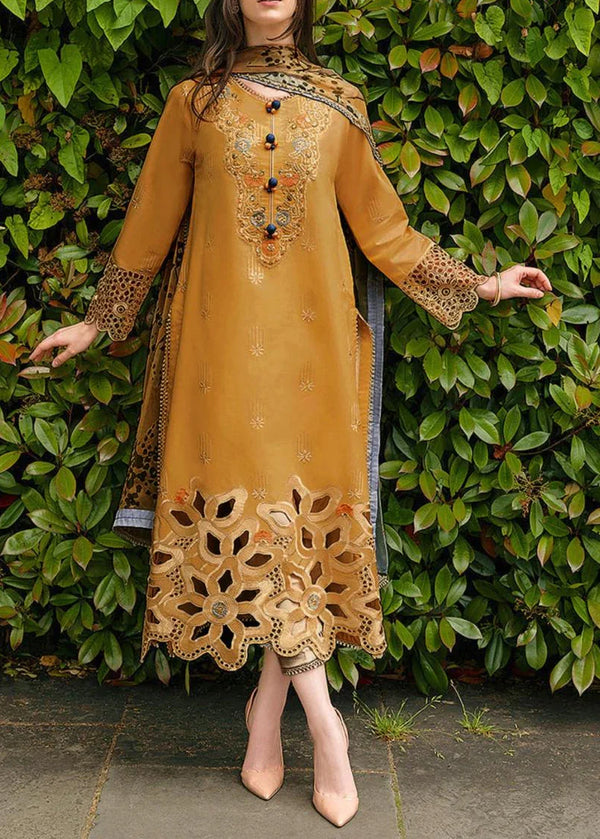 Grace Z(S1019)- Stitched Embroidered 3pc Lawn dress with Printed Munar Dupatta.