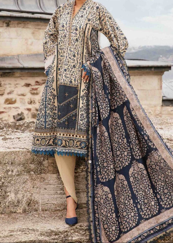 Grace W819 - Digital Printed 3pc Karandi Dress With Digital Printed Karandi Shawl.