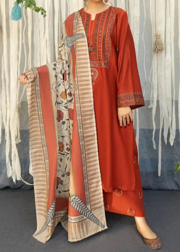 Grace Z(S1169)- Stitched Embroidered 3pc Lawn dress with Printed Munar Dupatta.